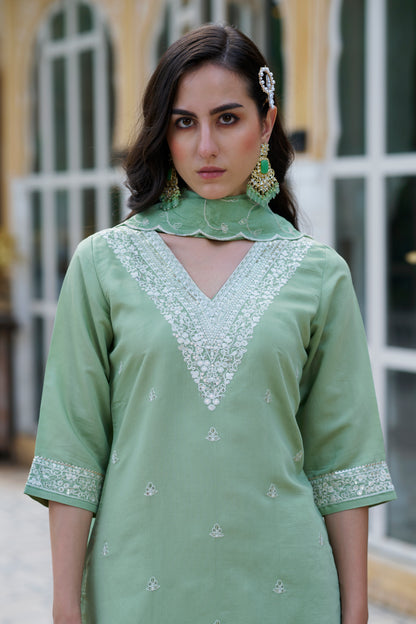 Dhiyona VV Meera Women Kurta and Pant Sets Silk Blend Fabric