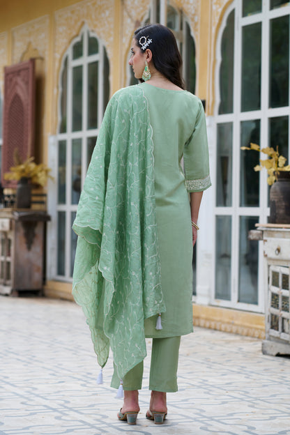Dhiyona VV Meera Women Kurta and Pant Sets Silk Blend Fabric