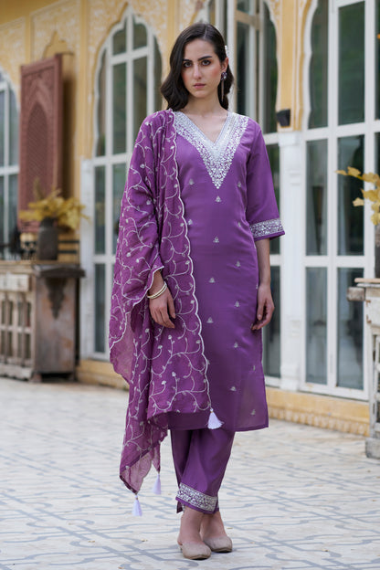 Dhiyona VV Shehnai Women Kurta and Pant Sets Silk Blend Fabric