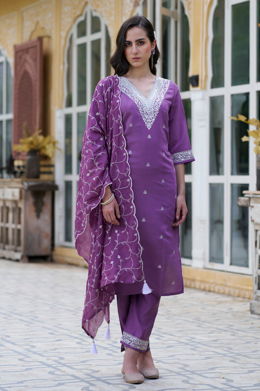 Dhiyona VV Shehnai Women Kurta and Pant Sets Silk Blend Fabric