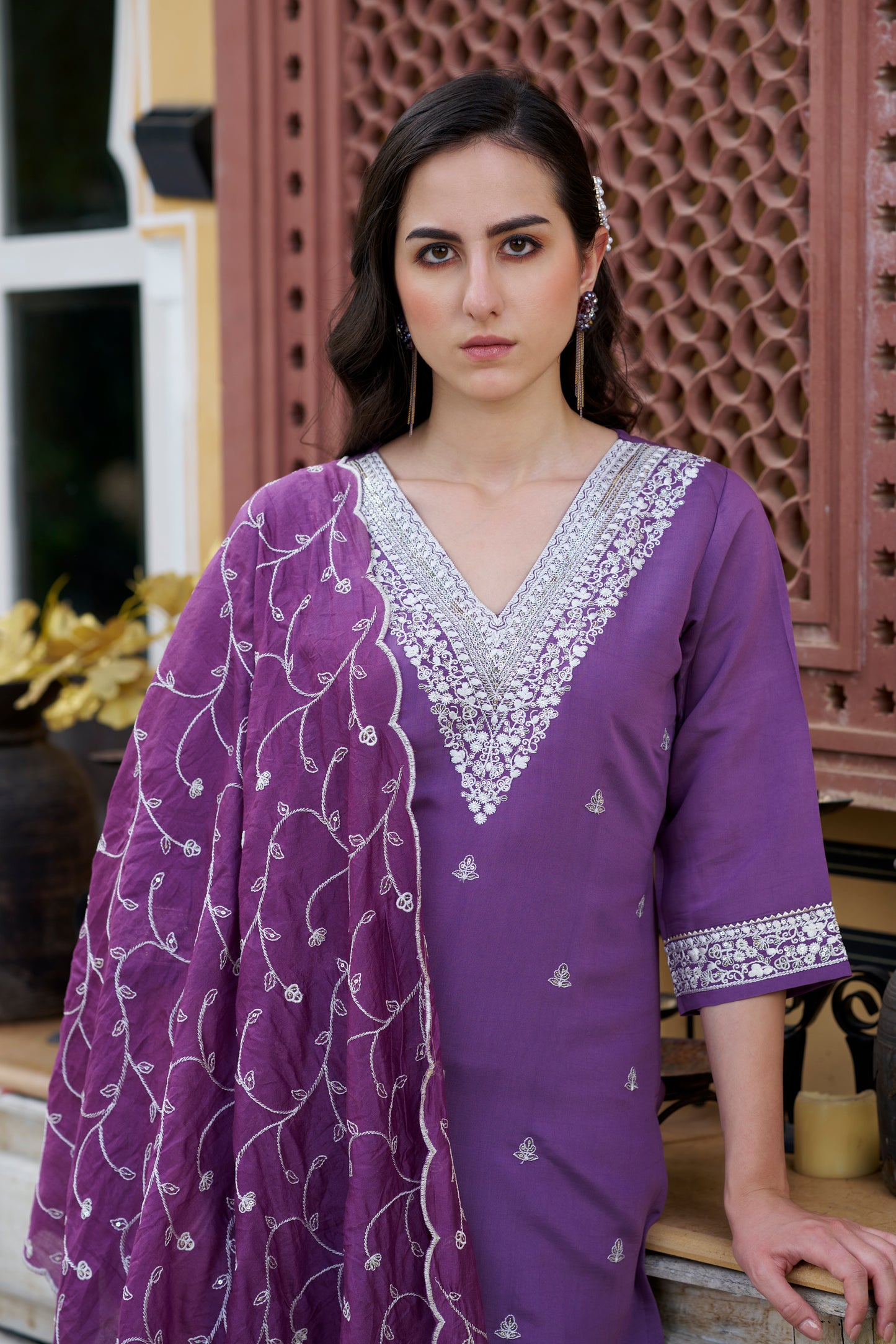 Dhiyona VV Shehnai Women Kurta and Pant Sets Silk Blend Fabric