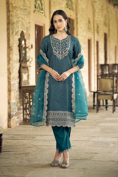 Dhiyona VV Chaitra Women Kurta and Pant Sets Muslin Print Fabric