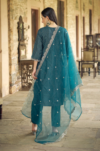 Dhiyona VV Chaitra Women Kurta and Pant Sets Muslin Print Fabric