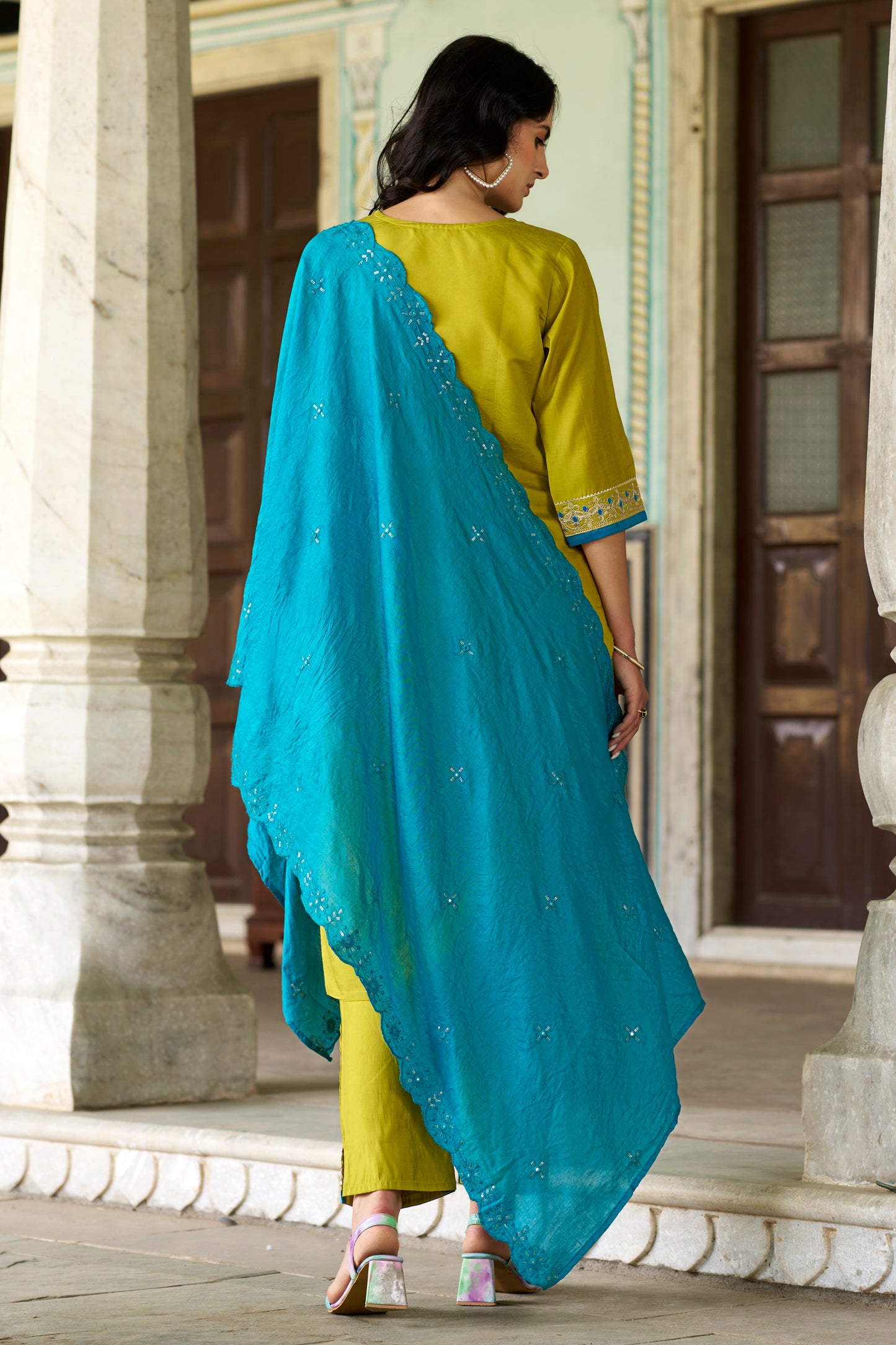 Dhiyona VV Chandni Women Kurta and Pant Sets Silk Blend Fabric