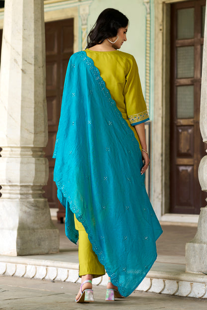 Dhiyona VV Chandni Women Kurta and Pant Sets Silk Blend Fabric
