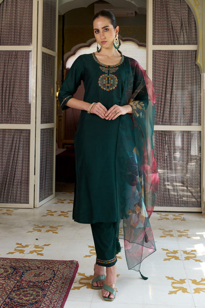 Dhiyona VV Aarti Women Kurta and Pant Sets Cotton Silk Fabric