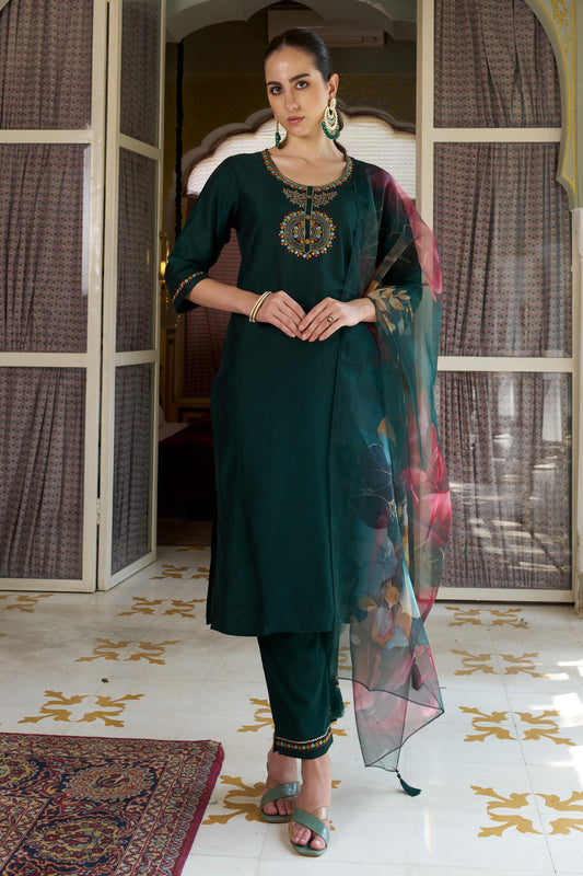 Dhiyona VV Aarti Women Kurta and Pant Sets Cotton Silk Fabric
