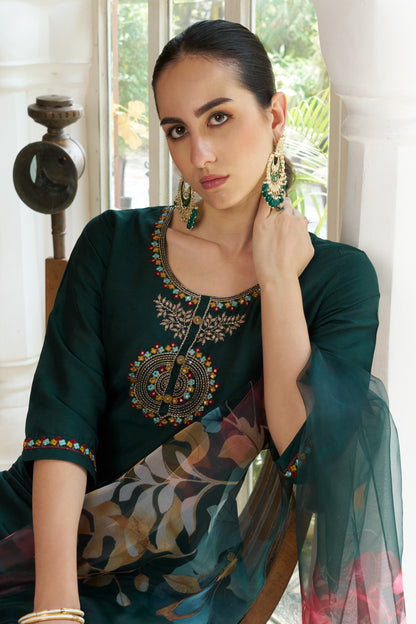 Dhiyona VV Aarti Women Kurta and Pant Sets Cotton Silk Fabric