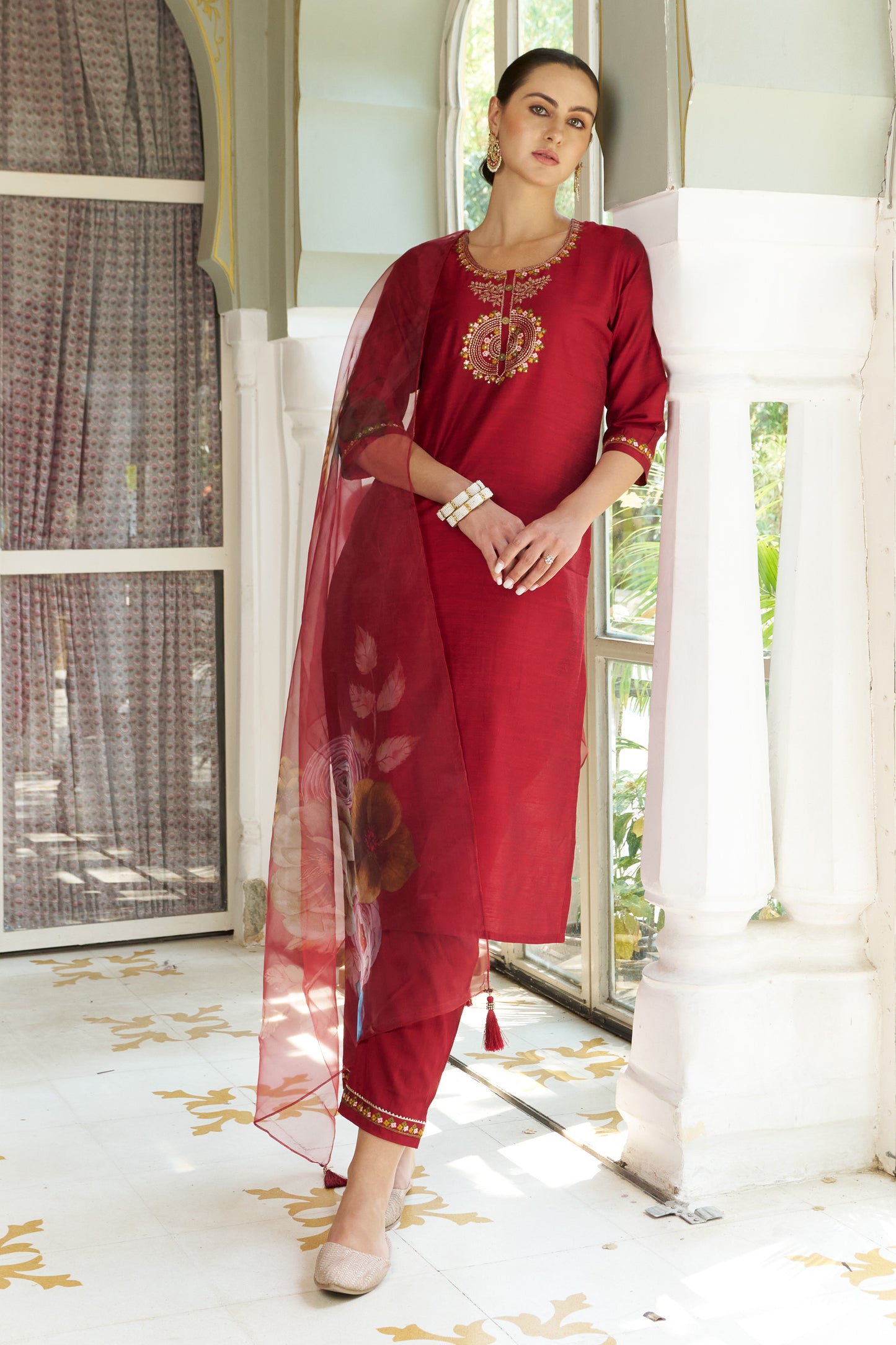 Dhiyona VV Niswan Women Kurta and Pant Sets Cotton Silk Fabric