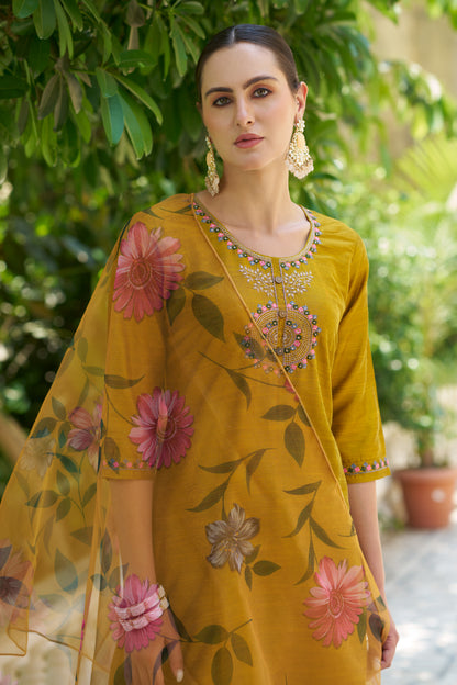 Dhiyona VV Astitva Women Kurta and Pant Sets Cotton Silk Fabric