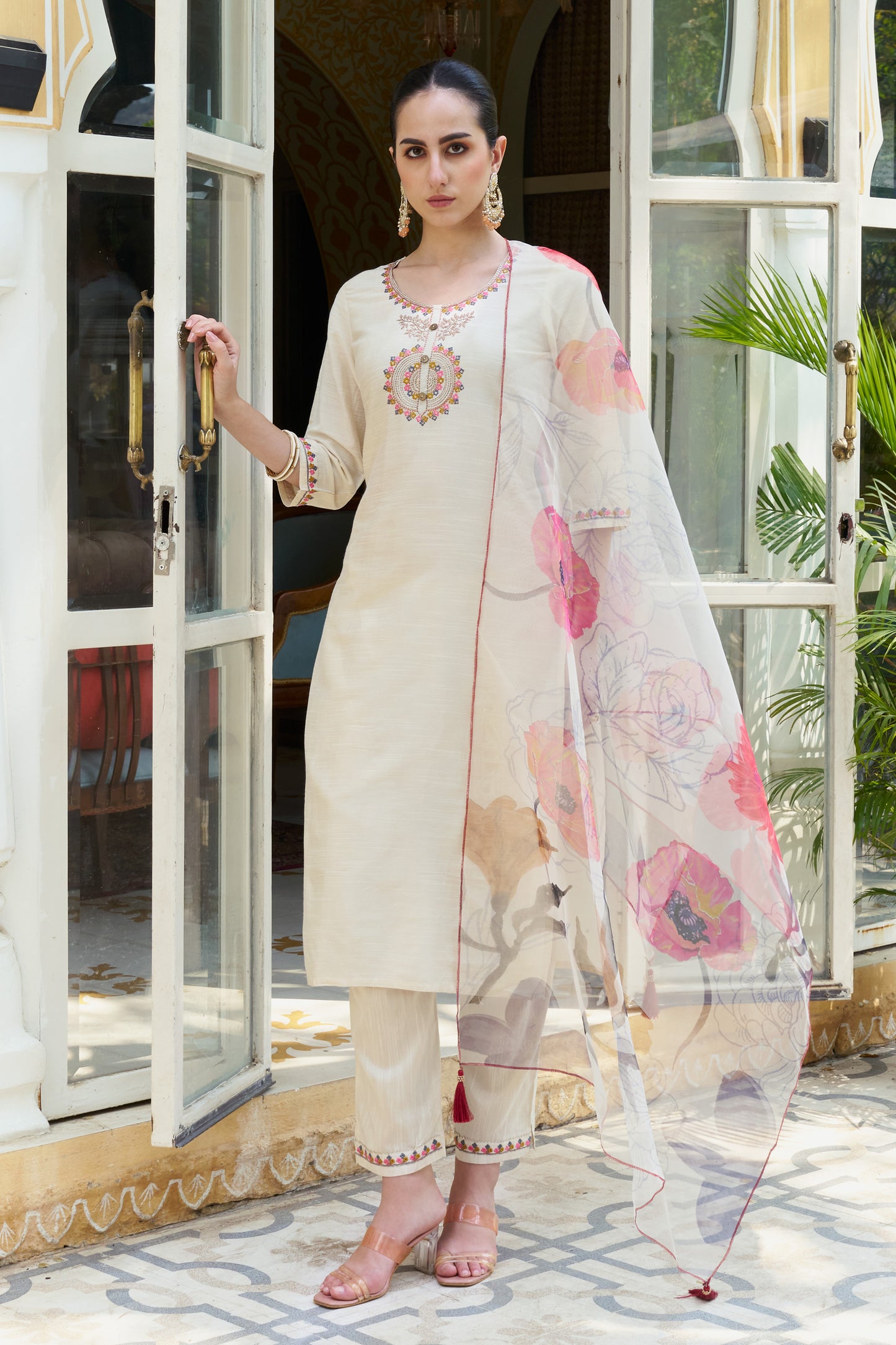 Dhiyona VV Pratha Women Kurta and Pant Sets Cotton Silk Fabric