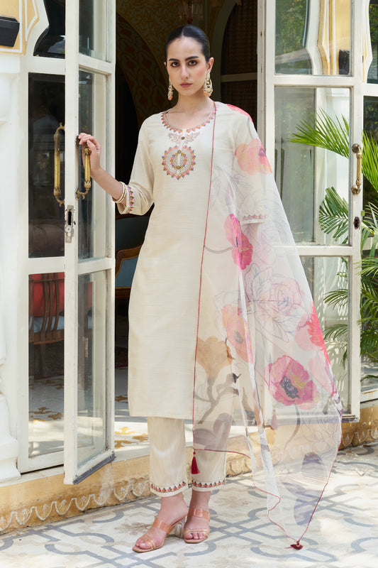 Dhiyona VV Pratha Women Kurta and Pant Sets Cotton Silk Fabric