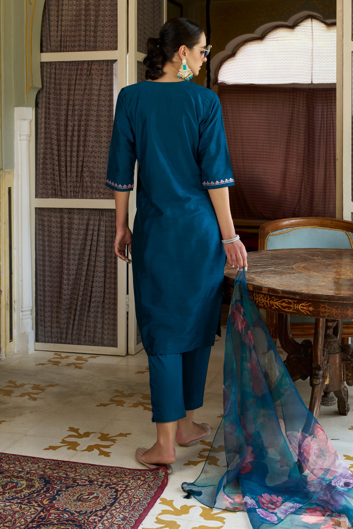Dhiyona VV Bhoomi Women Kurta and Pant Sets Cotton Silk Fabric