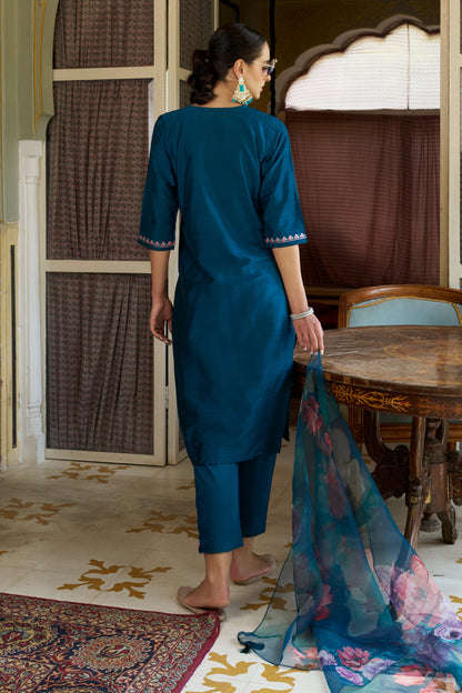Dhiyona VV Bhoomi Women Kurta and Pant Sets Cotton Silk Fabric