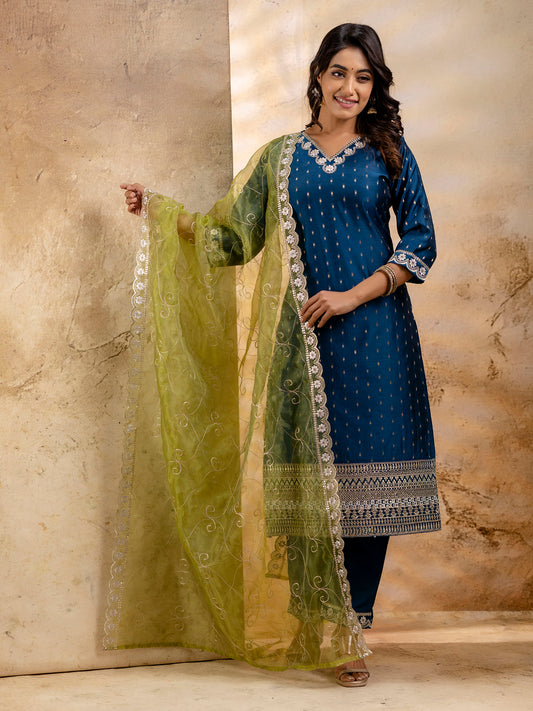 Dhiyona VV Chitta Chanderi Silk Blend Kurta Set