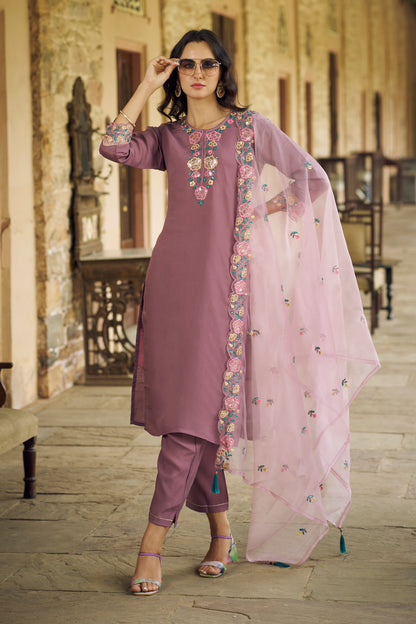 Dhiyona VV Utsav Women Kurta and Pant Sets Viscos Roman Silk Fabric