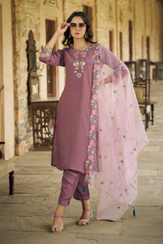 Dhiyona VV Utsav Women Kurta and Pant Sets Viscos Roman Silk Fabric