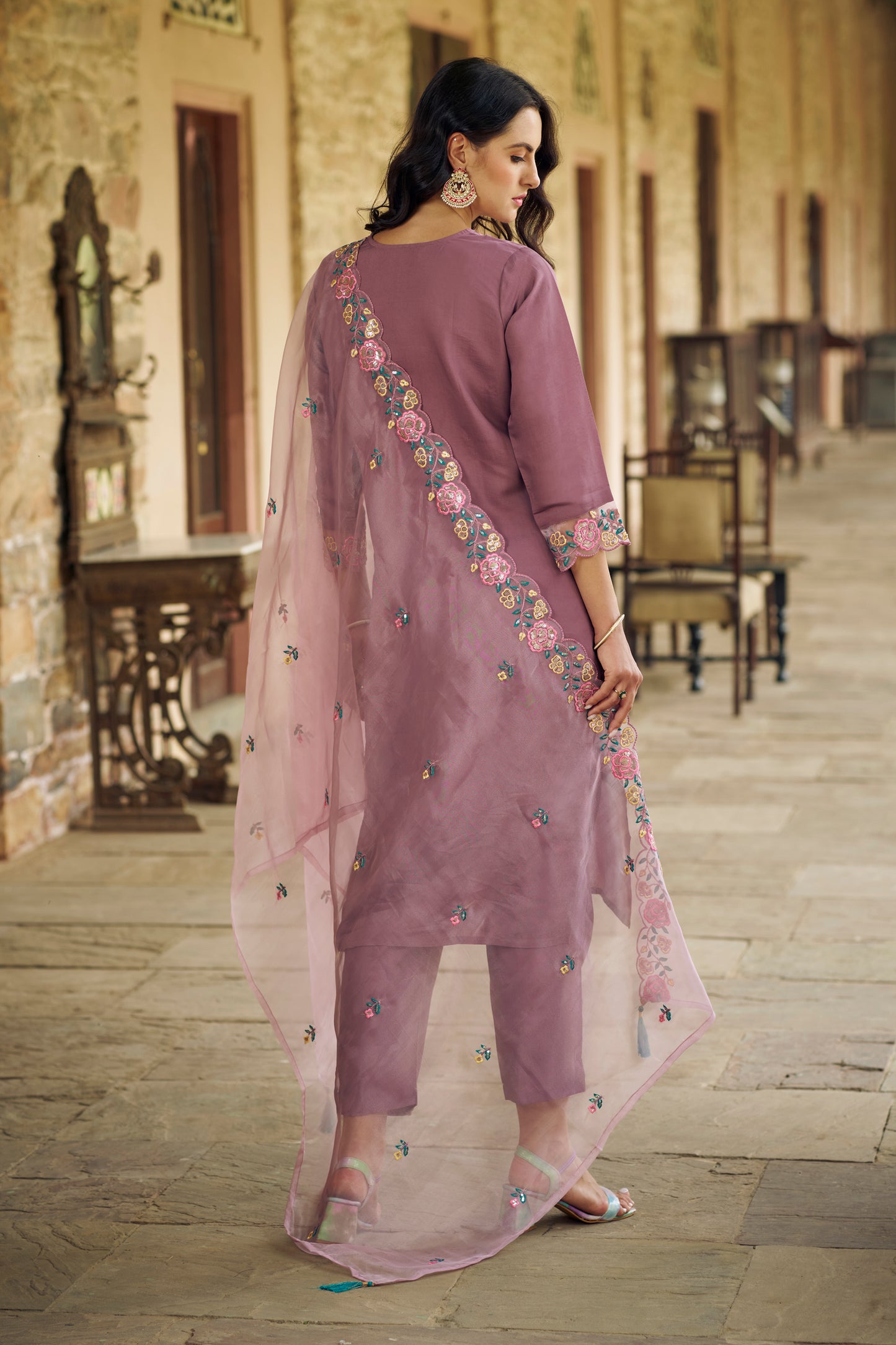 Dhiyona VV Utsav Women Kurta and Pant Sets Viscos Roman Silk Fabric