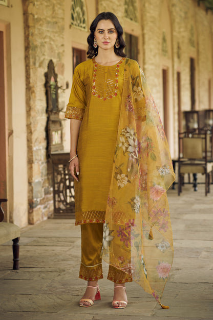 Dhiyona VV Ikat Women Kurta and Pant Sets Cotton Silk Fabric
