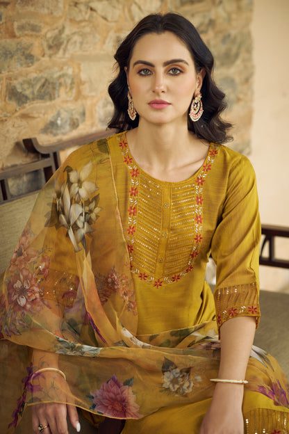 Dhiyona VV Ikat Women Kurta and Pant Sets Cotton Silk Fabric