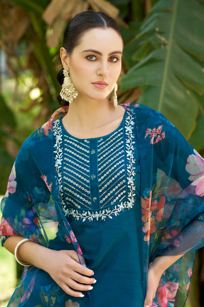 Dhiyona VV Yashika Women Kurta and Pant Sets Cotton Silk Fabric