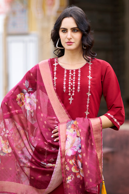 Dhiyona VV Kesarika Women Kurta and Pant Sets Viscos Roman Silk Fabric