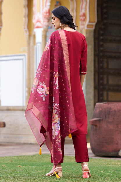Dhiyona VV Kesarika Women Kurta and Pant Sets Viscos Roman Silk Fabric