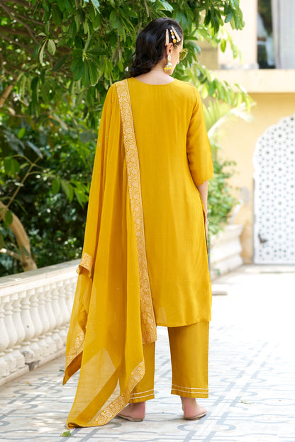 Dhiyona VV Vivah Women Kurta and Pant Sets Dupatta Viscose Rayon Silk Blend with Handwork