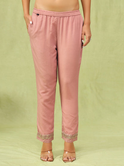 Dhiyona VV Kriti Women Kurta and Trouser Duppata Set With Embroidery Cotton Blend