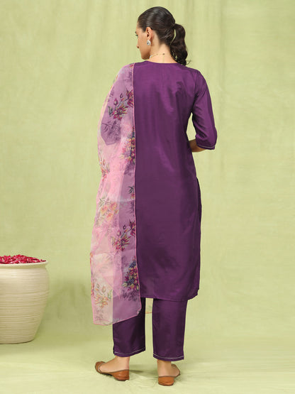 Dhiyona VV VredeVogel Women Kurta and Trousers Pant Set Silk Blend