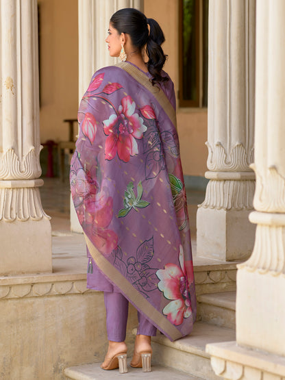 Dhiyona VV Saleena Viscose Silk Embroidery Straight Kurta Pant with Dupatta Suits