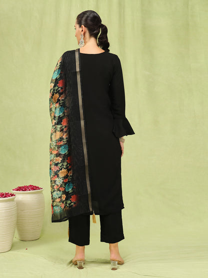 Dhiyona VV Amisha Womens Viscose Roman Silk Embroidery Straight Kurta Pant with Dupatta Set