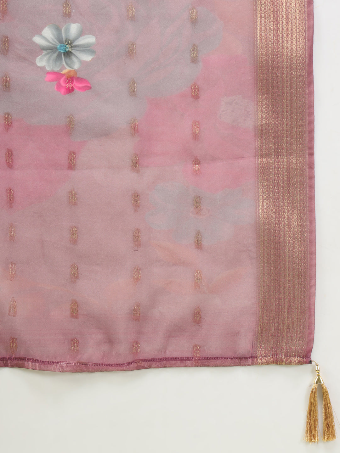 Dhiyona VV Paavani Viscose Roman Silk Embroidery Straight Kurta Pant with Organza Dupatta Set