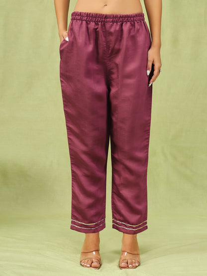 Dhiyona VV Paavani Viscose Roman Silk Embroidery Straight Kurta Pant with Organza Dupatta Set