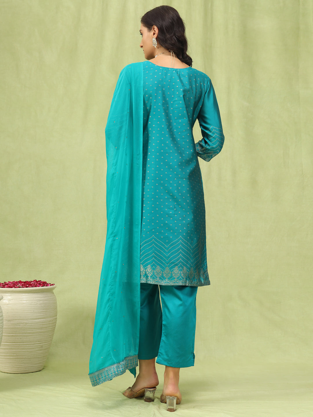 Dhiyona VV Kavya Women Cotton Silk Blend Kurta and Pant Sets with Handwork and Dupatta