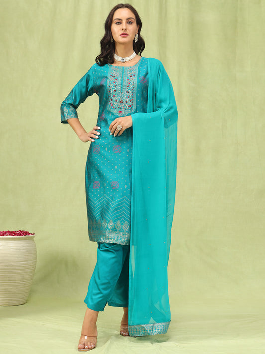 Dhiyona VV Kavya Women Cotton Silk Blend Kurta and Pant Sets with Handwork and Dupatta