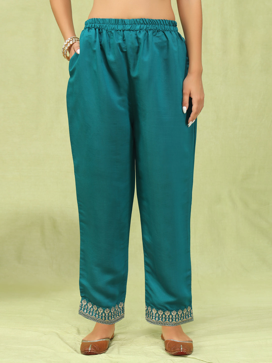 Dhiyona VV Gauri Womens Viscose Roman Silk Embroidery Straight Kurta Pant with Dupatta Set