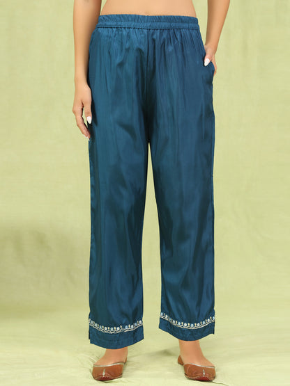Dhiyona VV Bhairavi Women Kurta and Trousers Pant Set Silk Blend