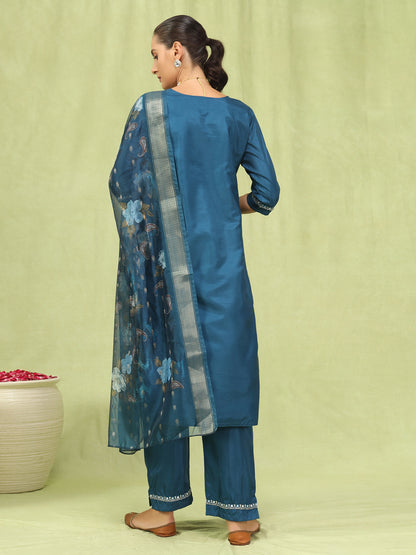 Dhiyona VV Bhairavi Women Kurta and Trousers Pant Set Silk Blend