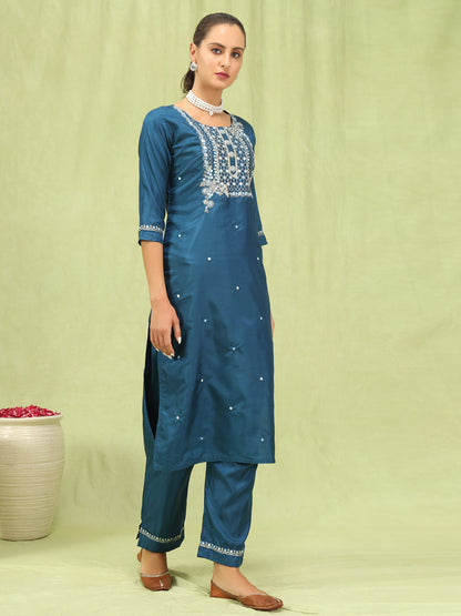 Dhiyona VV Bhairavi Women Kurta and Trousers Pant Set Silk Blend