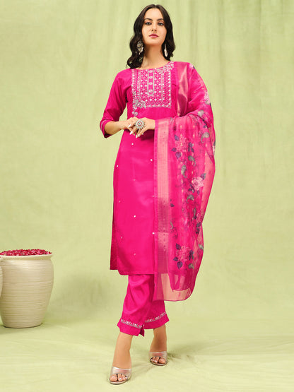 Dhiyona VV Chhaya Women Kurta and Trousers Pant Set Silk Blend