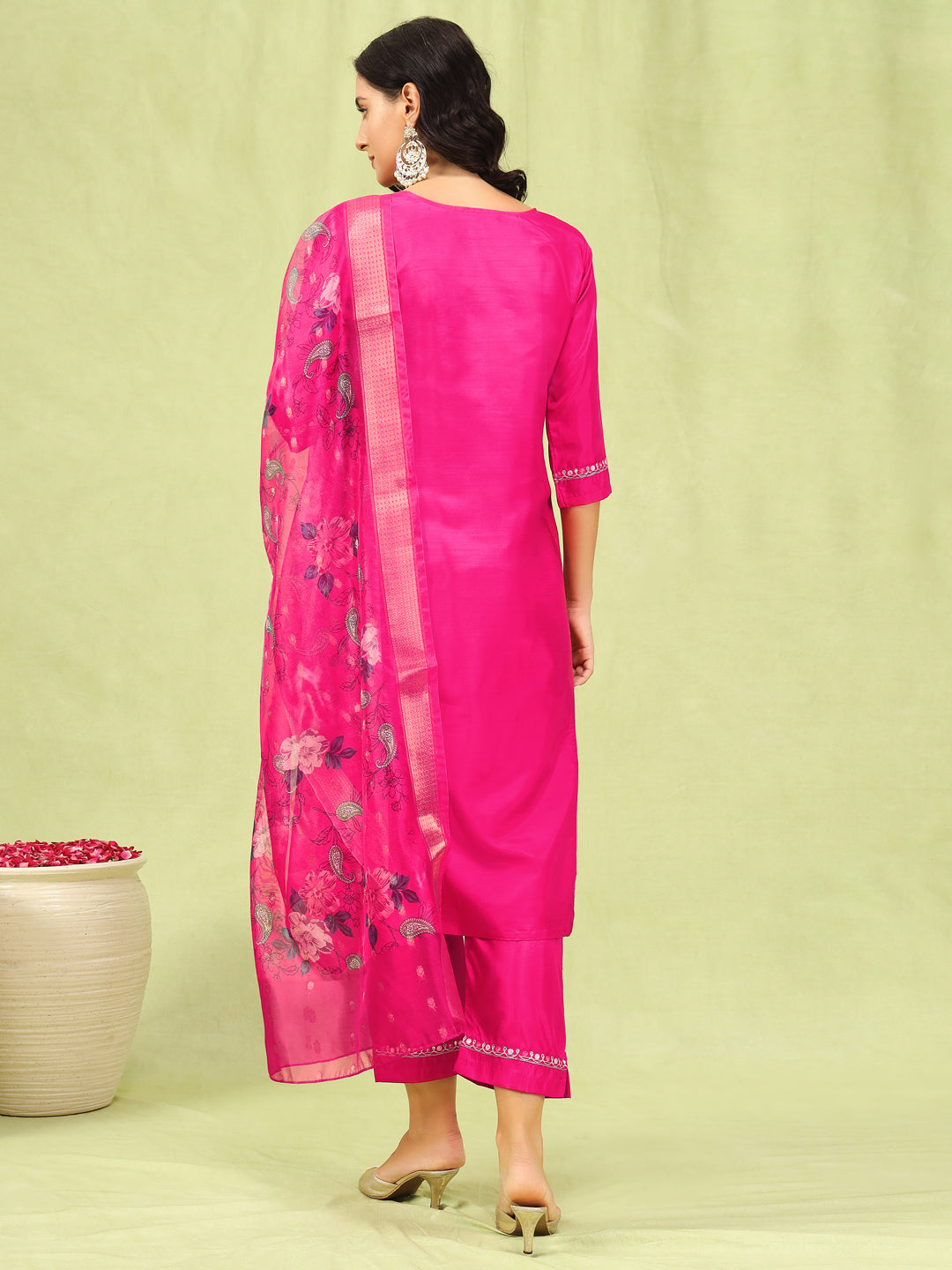 Dhiyona VV Chhaya Women Kurta and Trousers Pant Set Silk Blend