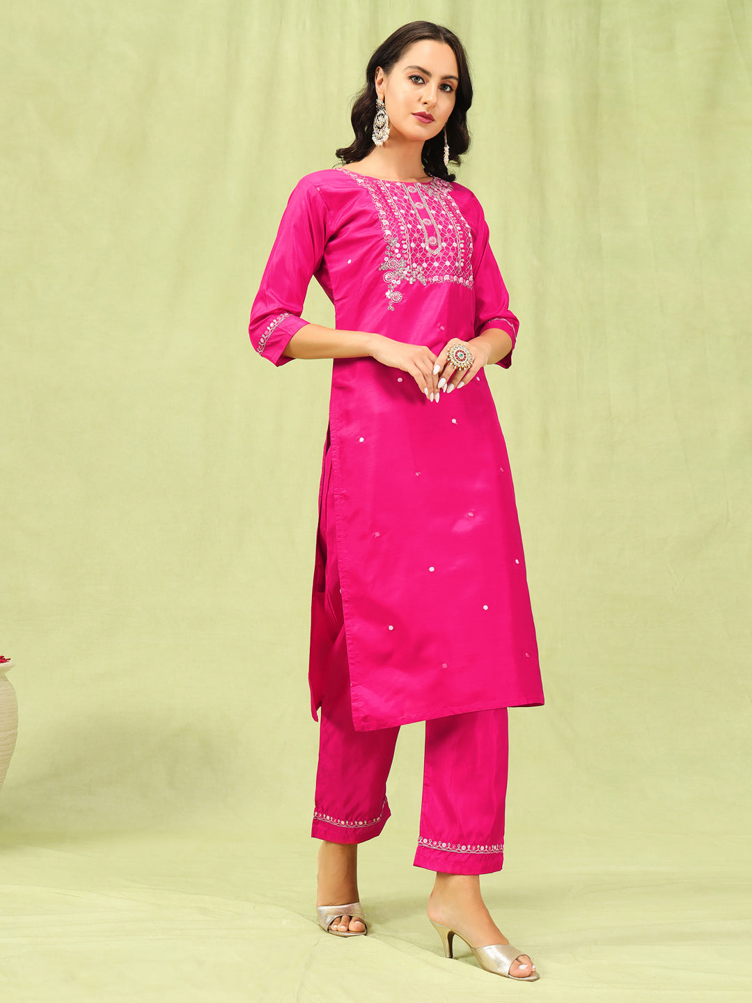 Dhiyona VV Chhaya Women Kurta and Trousers Pant Set Silk Blend