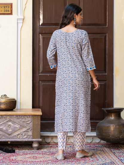Dhiyona VV Women Cotton Blend Kurta Pant Dupatta Set