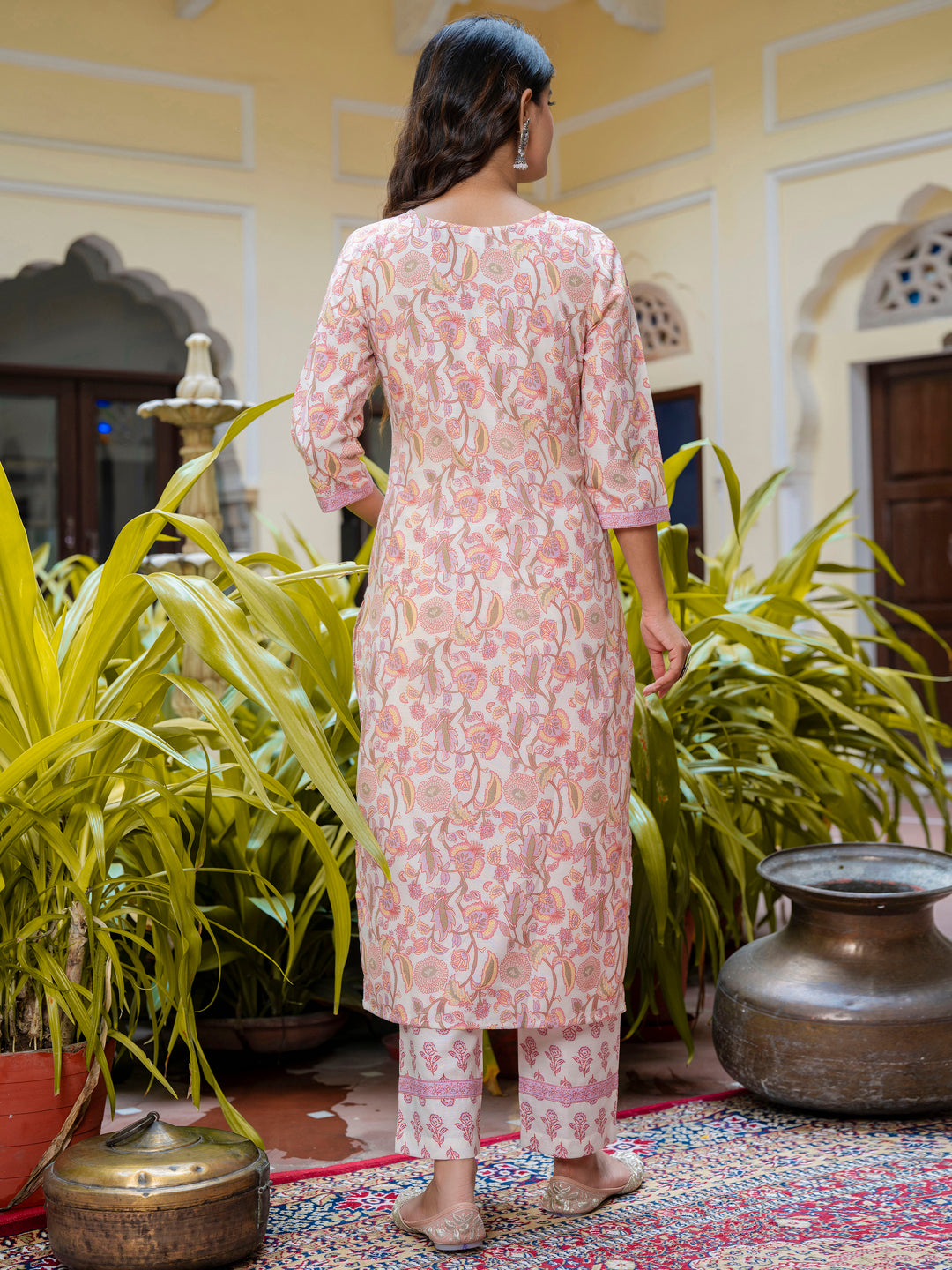 Dhiyona VV Women Cotton Blend Kurta Pant Dupatta Set