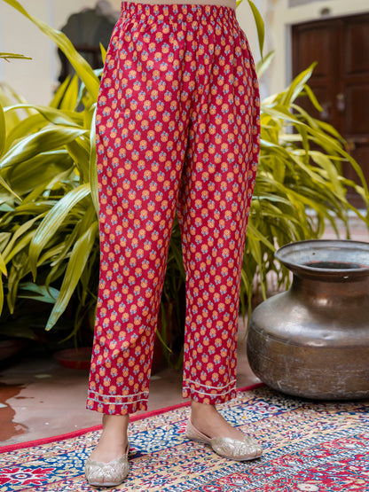 Dhiyona VV Women Cotton Blend Kurta Pant Dupatta Set