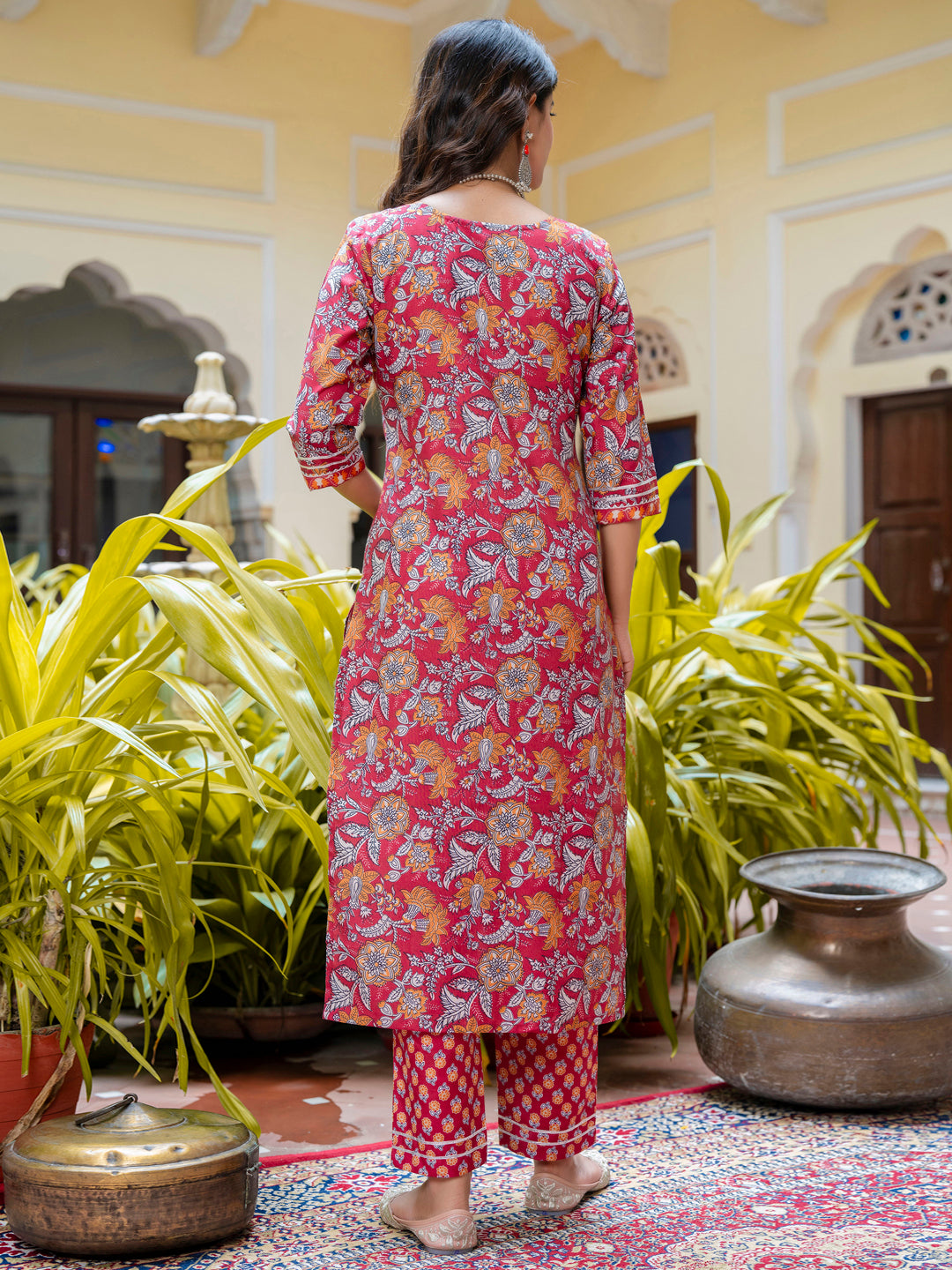 Dhiyona VV Women Cotton Blend Kurta Pant Dupatta Set
