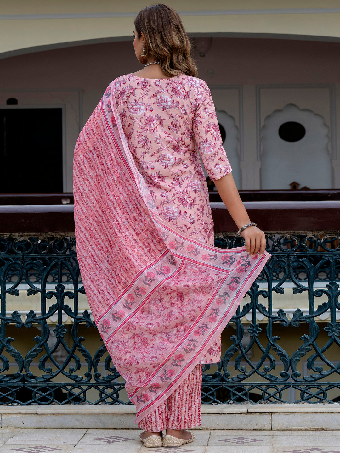 Dhiyona VV Women Cotton Blend Kurta Pant Dupatta Set