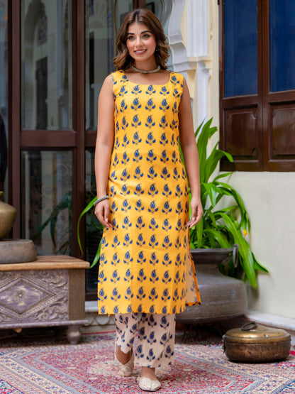 Dhiyona VV Women Cotton Blend Kurta Pant Dupatta Set