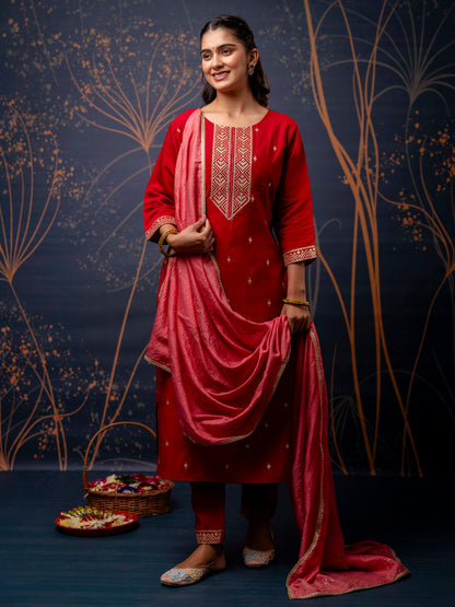 Dhiyona VV Women's Kurta and Pant Sets Silk Blend Fabric